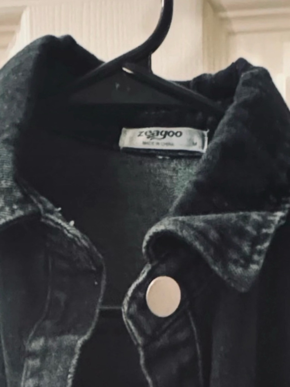 Black Distressed Button-Up Jacket - Picture 3 of 6